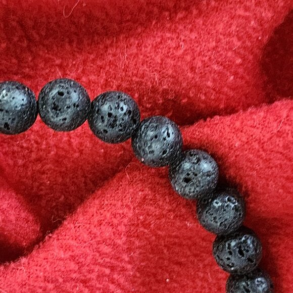 Leo Silver Plated Lion Head and Black Lava Stone Beaded Stretch Bracelet OSFM - Picture 10 of 16